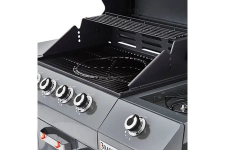 Barbecue Brasero - Barbecue Emma Gun Metal 4 Feux + 1 Side - FlexiGrill - Surface de cuisson 64 x 41,5 cm - 15,1 kW