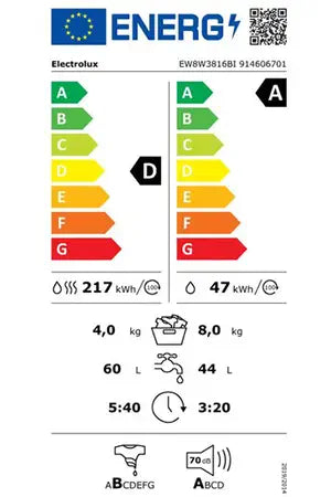 Lave-linge séchant ELECTROLUX EW8W3816BI