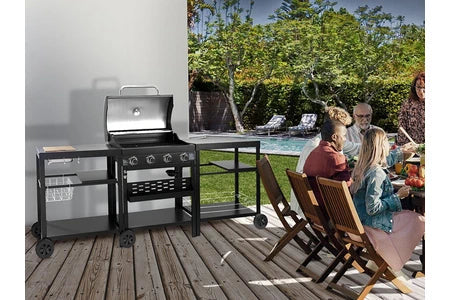 Barbecue Habitat et Jardin Barbecue à gaz cuisine d'extérieur - 12 kw - 4 brûleurs - Noir