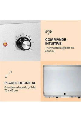 Barbecue KLARSTEIN Barbecue électrique - Grillmeile 4400 - 2x2200W Plaque de cuisson - surface lisse