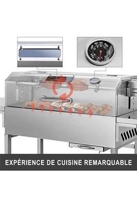 Barbecue à charbon Non renseigné Grill traditionnel électrique Gourmet Barbecue au charbon de bois HDME - 25 W, 2172 cm Carré, Acier Inox, Plein Air pour Camping Parc
