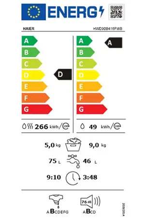 Lave-linge séchant HAIER HWD90B416FWB-FR
