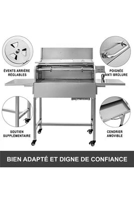 Barbecue à charbon Non renseigné Grill traditionnel électrique Gourmet Barbecue au charbon de bois HDME - 25 W, 2172 cm Carré, Acier Inox, Plein Air pour Camping Parc