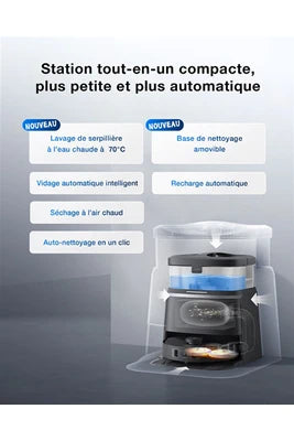 Aspirateur robot Ecovacs Aspirateur Robot DEEBOT T30 Omni Mini Station Robot Aspirateur Laveur, Noir