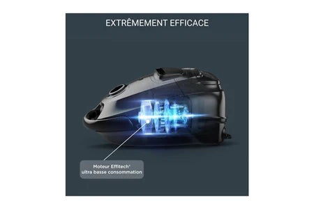 Aspirateur sans sac Rowenta Aspirateur avec sac, Puissance 400 W, Haute filtration, Basse consommation, Silencieux, Fabriqué en France, Bleu RO7451EA