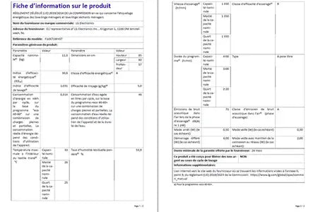 Lave-linge hublot LG LAVE-LINGE 11 KG AVEC MOLETTE ECRAN LCD