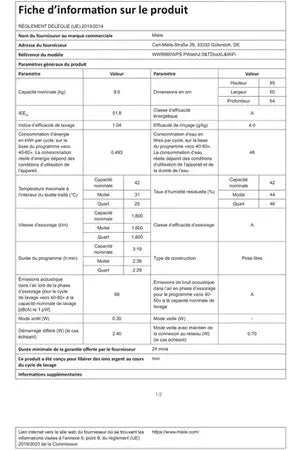 Lave-linge hublot MIELE WWR 860 WPS