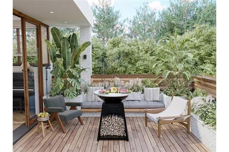 Barbecue à charbon Vente-Unique.com Barbecue Plancha Brasero CORVERA en Noir - L81 x l81 x H96 cm