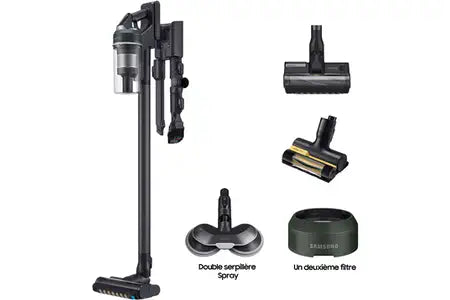 Aspirateur balai Samsung Pack Jet 85 Pet vert + Double Serpilliere Spray + 2eme filtre a particules fines
