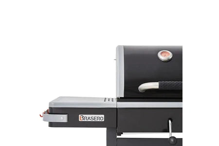 Barbecue à charbon Brasero Barbecue Bi-Energy L 2 Feux - - Barbecue Charbon et Plancha Gaz 48 x 42 cm, 7,2 kW, Noir