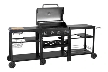 Barbecue Habitat et Jardin Barbecue à gaz cuisine d'extérieur - 12 kw - 4 brûleurs - Noir