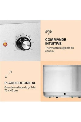 Barbecue KLARSTEIN Barbecue électrique - Grillmeile 4400 - 2x2200W Plaque de cuisson